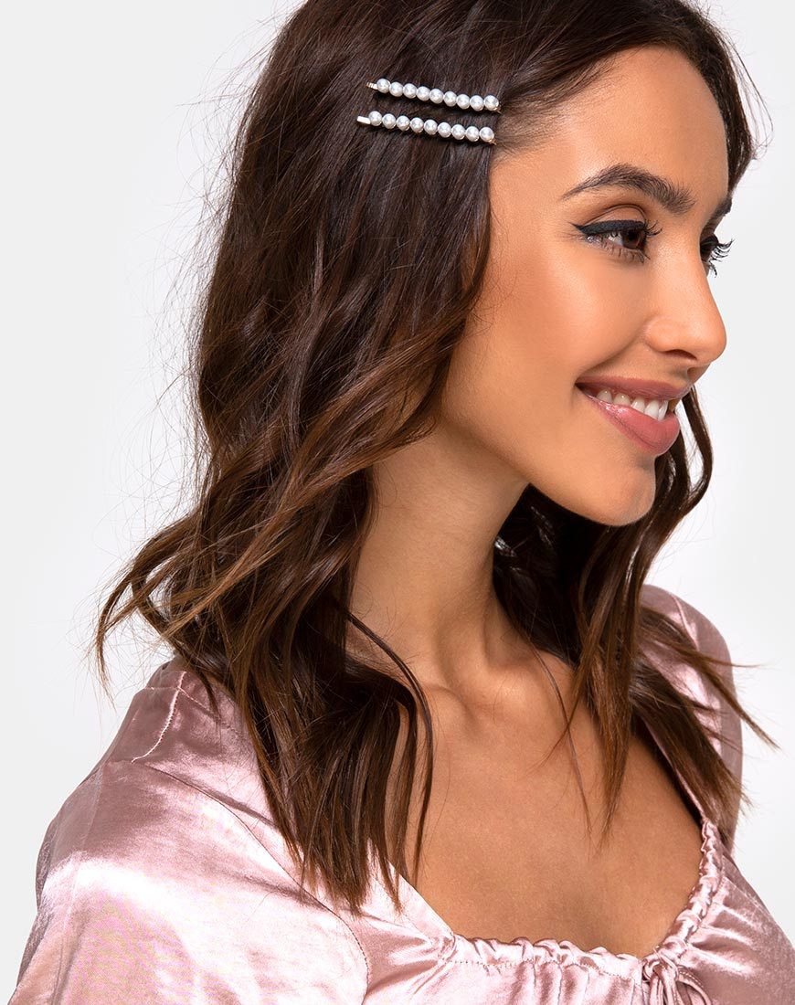 Pince à cheveux en perles en argent