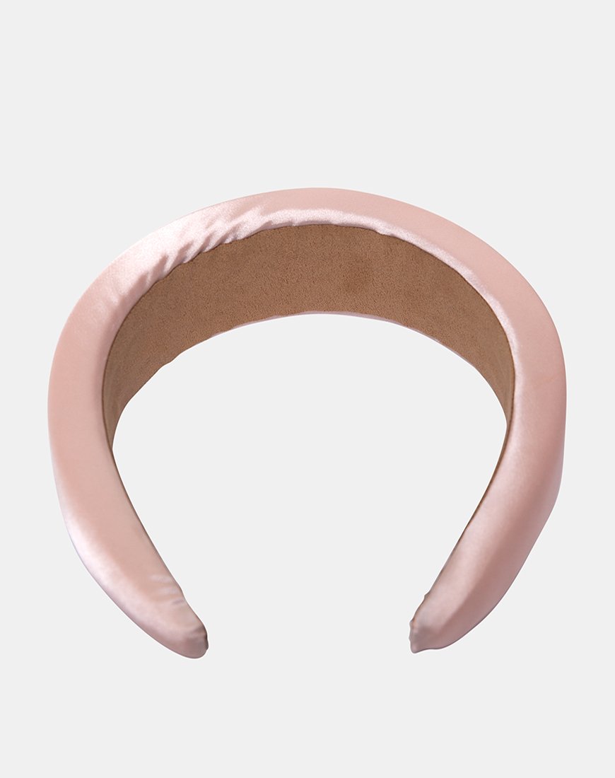 Bandeau rembourré en rose satiné