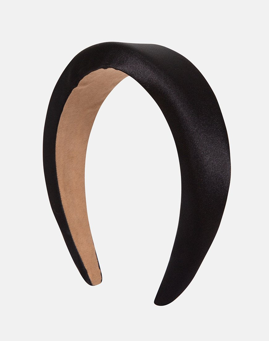 Bandeau rembourré en noir satiné