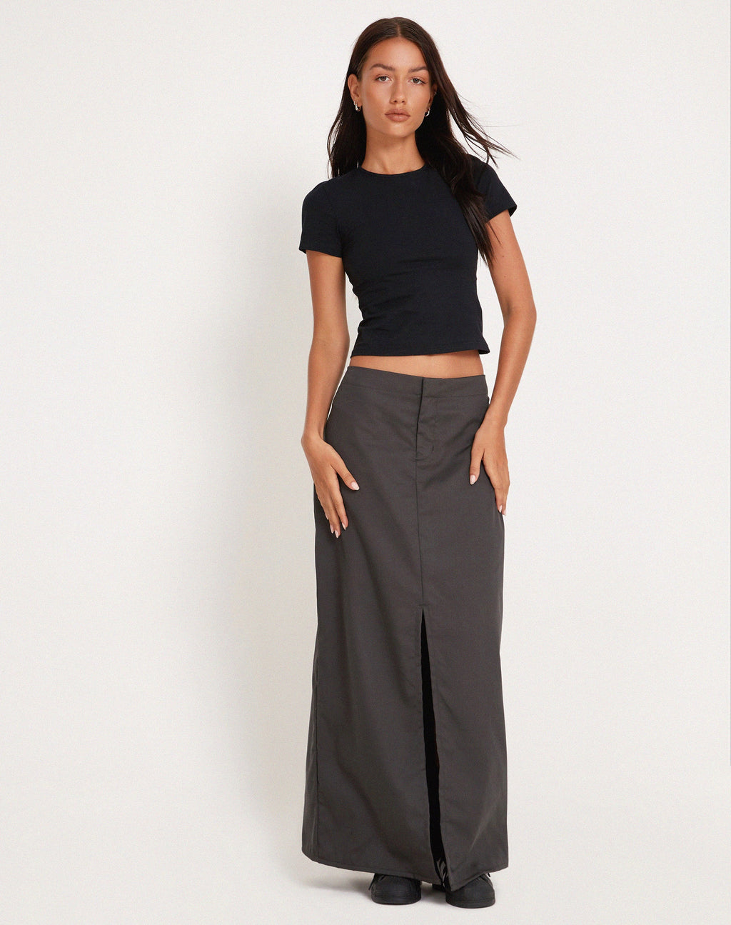 Jupe cargo longue Haisley, gris foncé