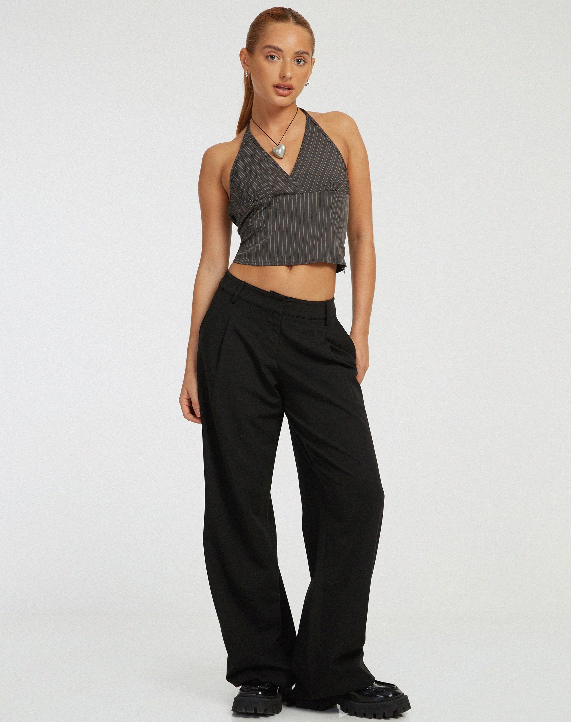 Image de Hajra Halter Top in Grey Stripe