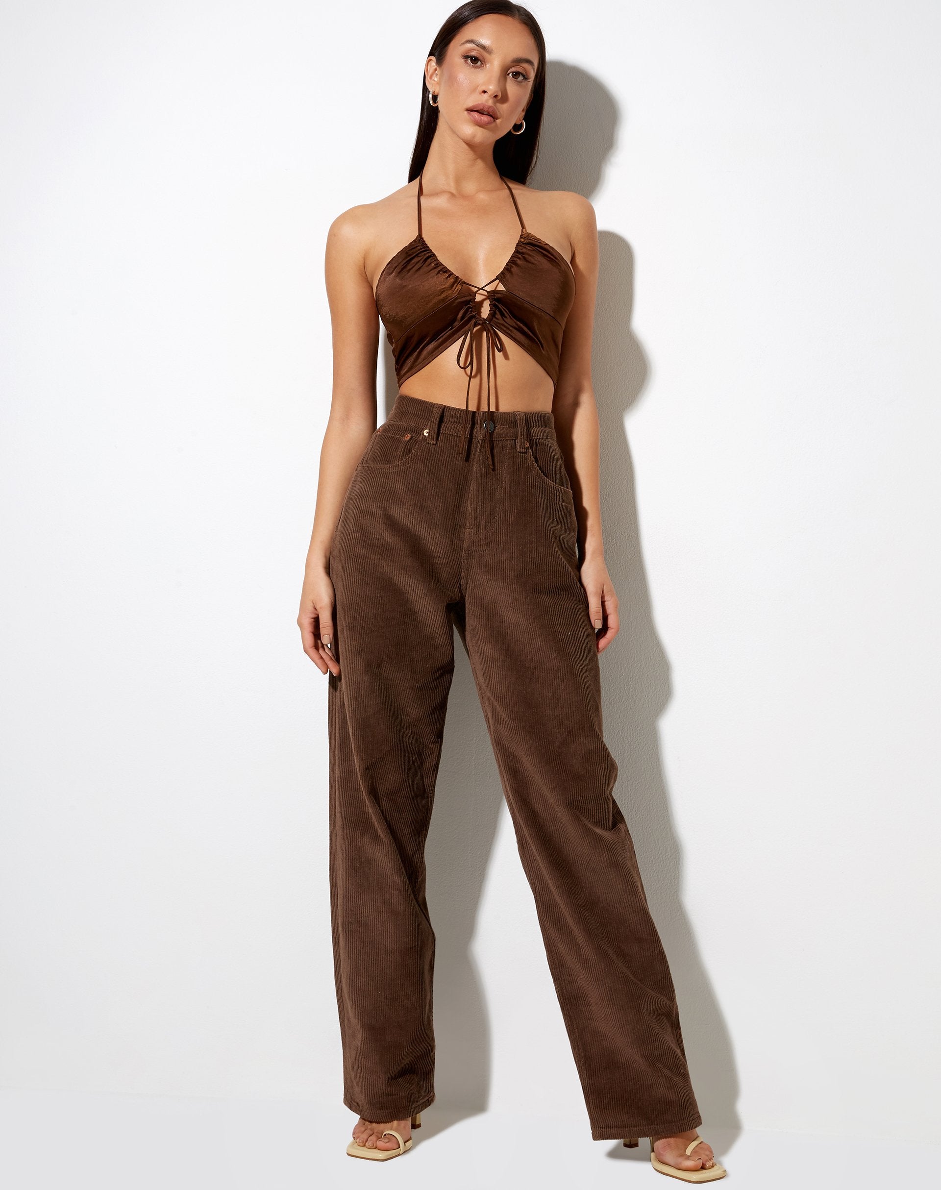 Image de Halpi Crop Top in Satin Rich Brown