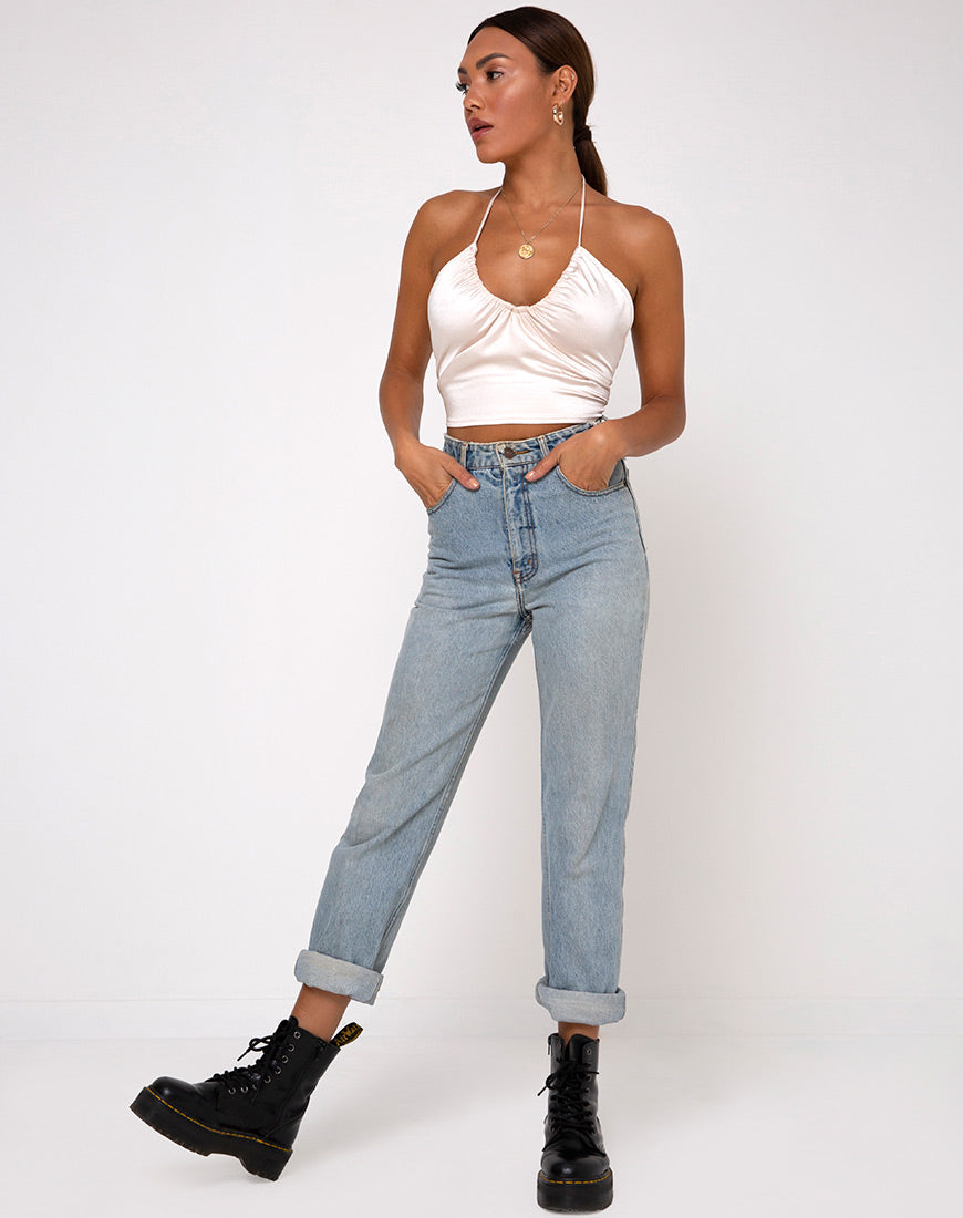 Image de Haltri Crop Top in Satin Ivory