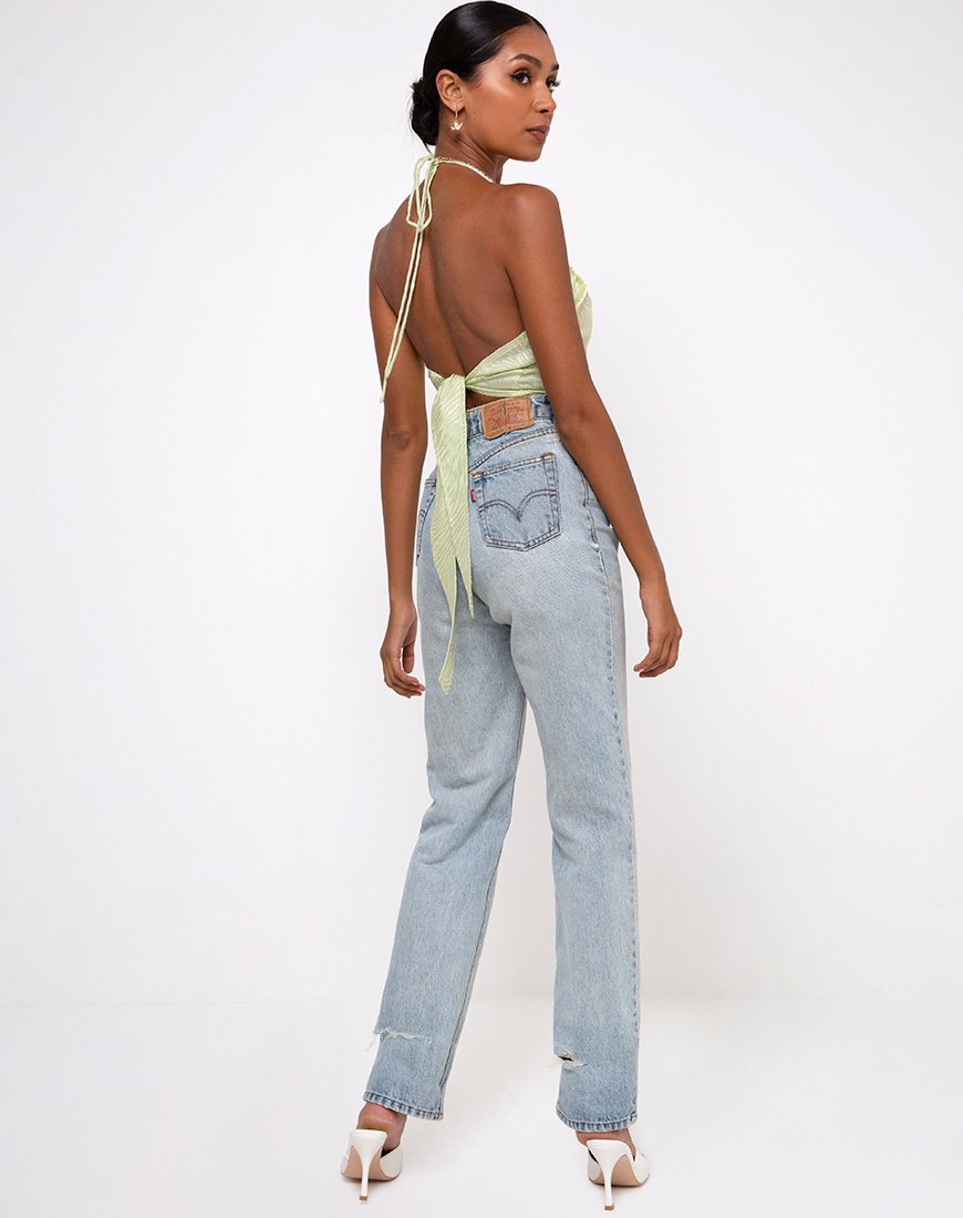 Image de Haltri Crop Top Satin Zebra Pistachio