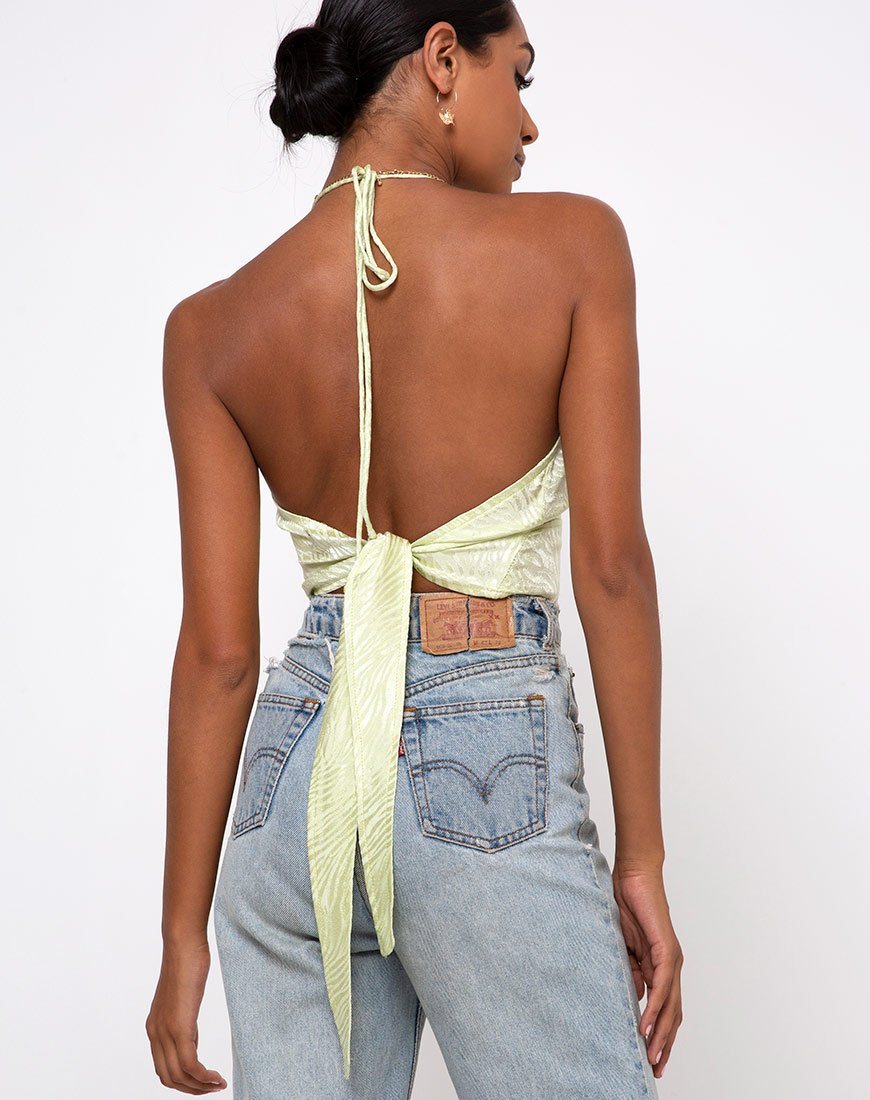 Image de Haltri Crop Top Satin Zebra Pistachio