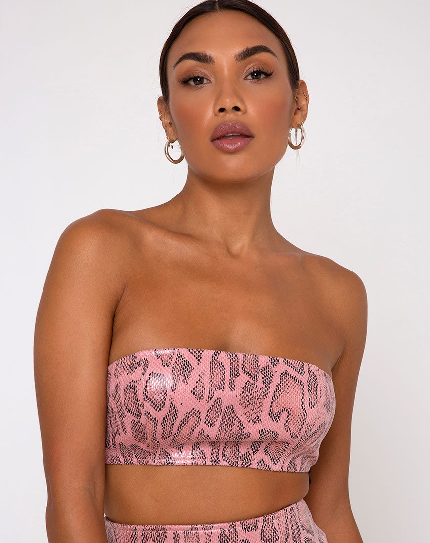 Haney Top en PU Snake Pink