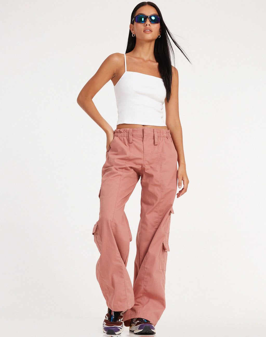 Pantalon cargo Hansa, rose poudré