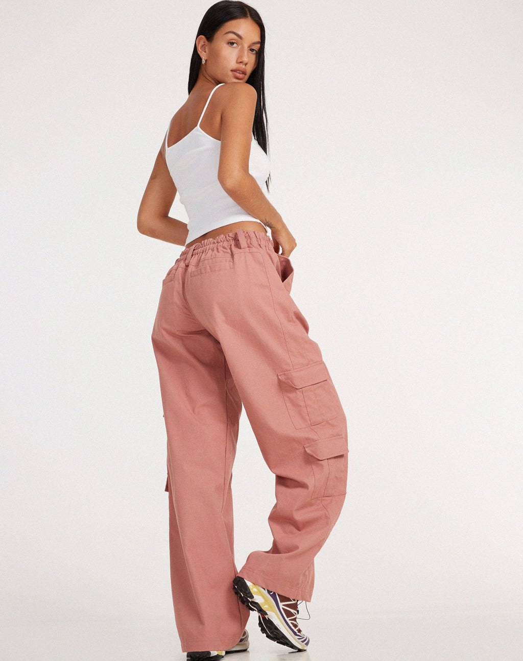 Pantalon cargo Hansa, rose poudré