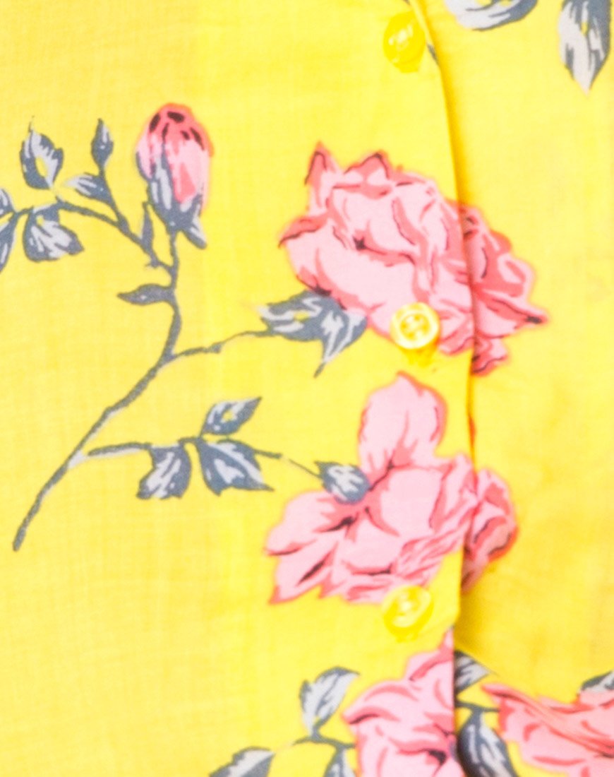 Image de la chemise hawaïenne en rose bonbon jaune