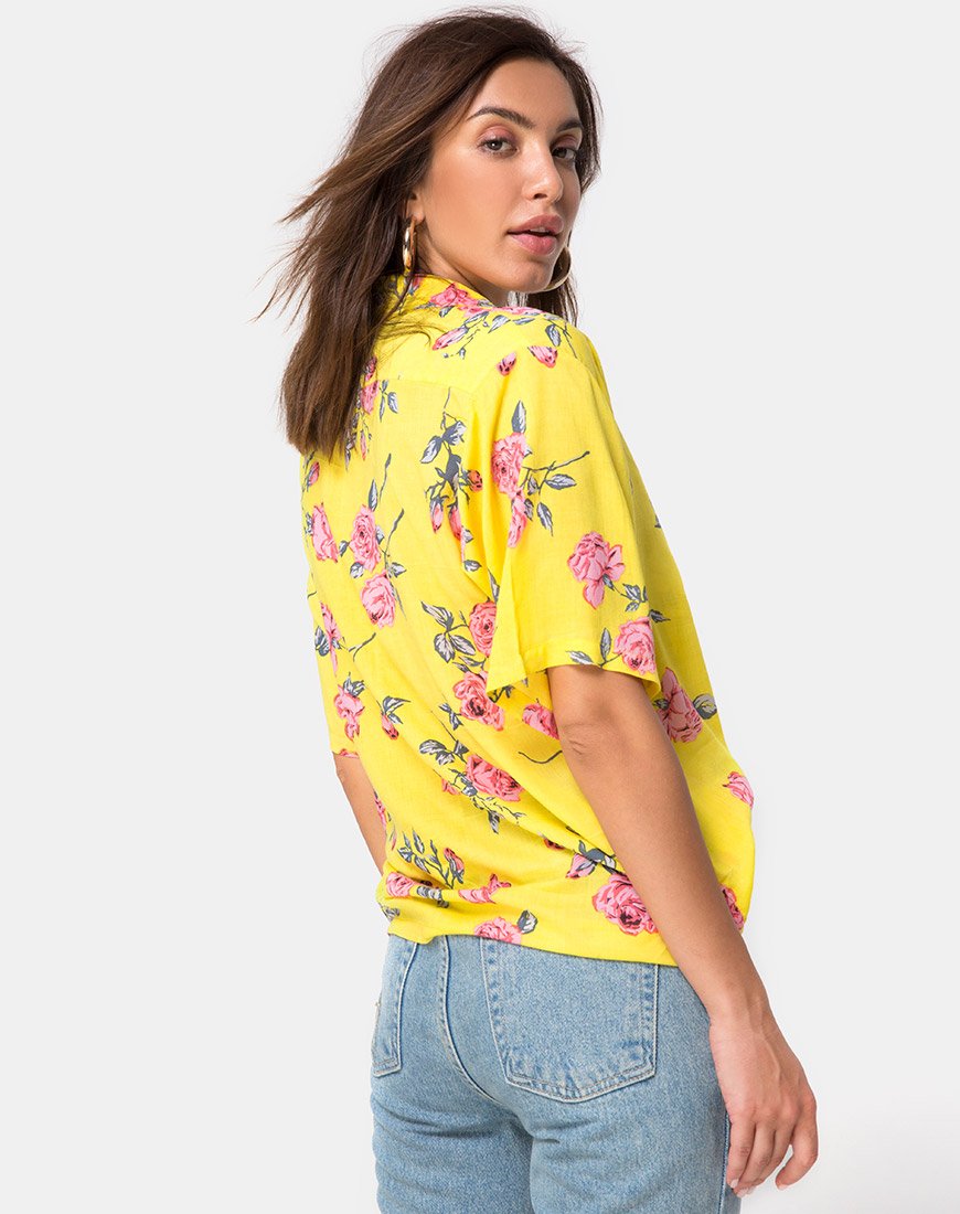 Chemise hawaïenne, jaune rose bonbon