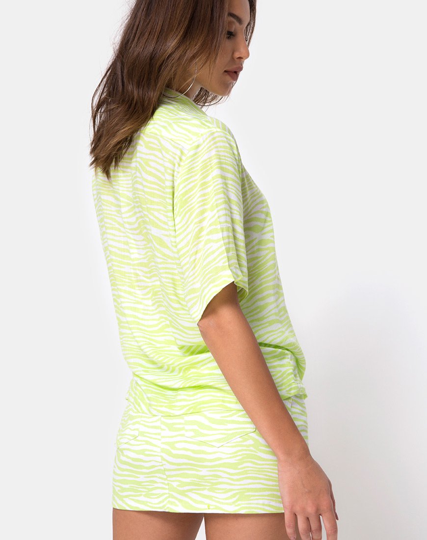 Chemise hawaïenne en Zebra Lime classique