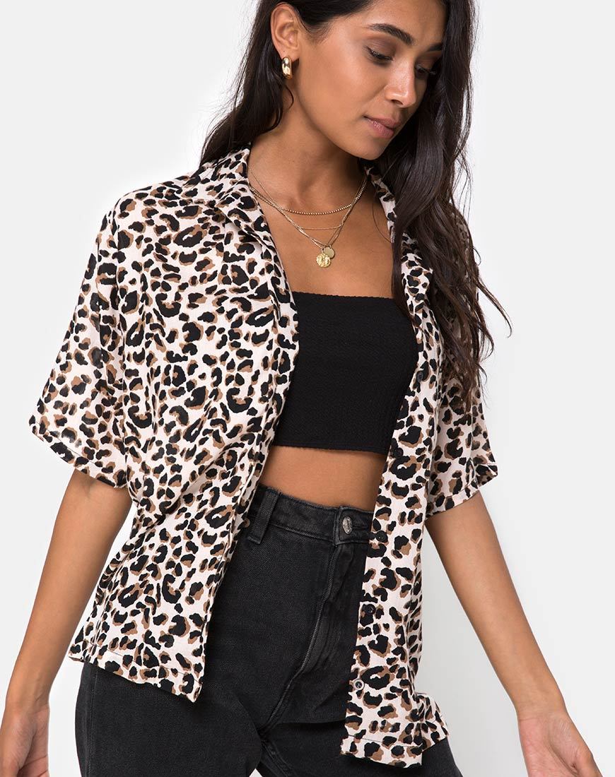 Chemise hawaïenne en panthère rose