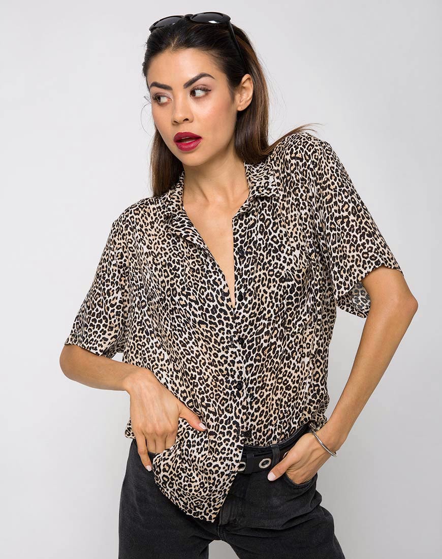 Chemise hawaïenne en Rar Leopard Brown