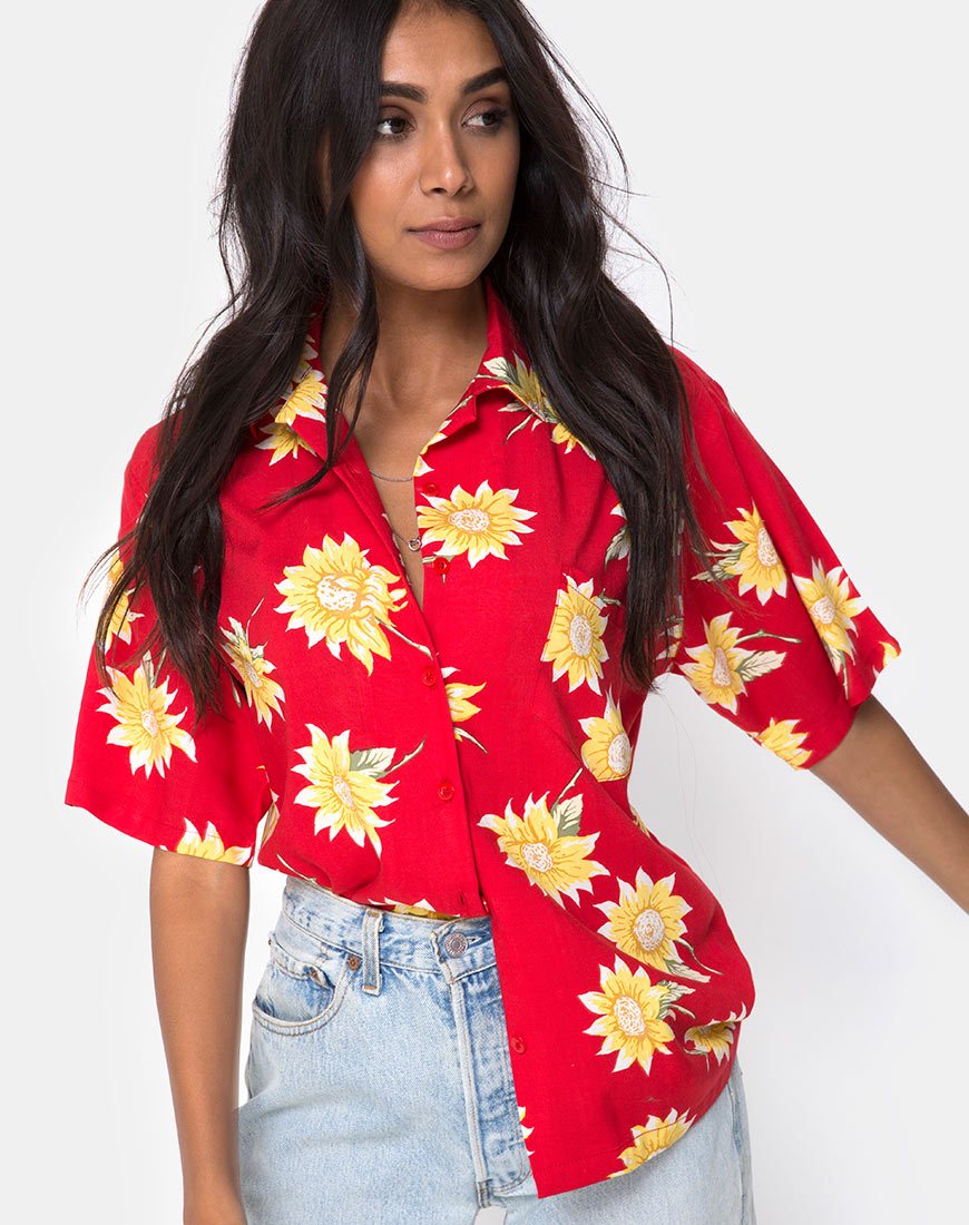 Chemise hawaïenne en rouge Sunny Days