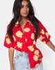 Image de la chemise hawaïenne ensoleillée rouge