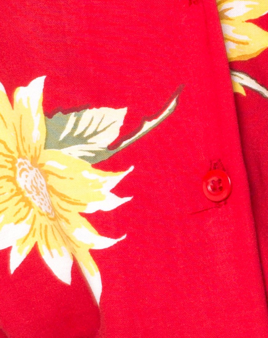 Image de la chemise hawaïenne ensoleillée rouge