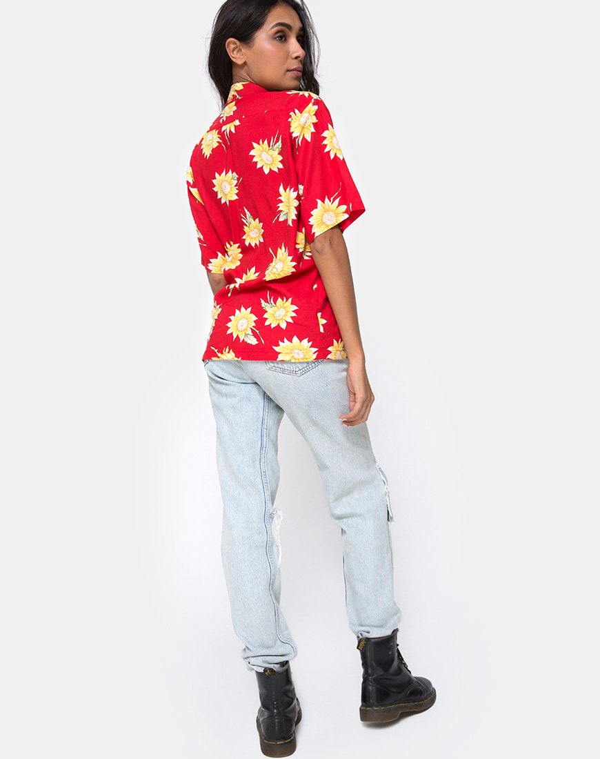 Image de la chemise hawaïenne ensoleillée rouge
