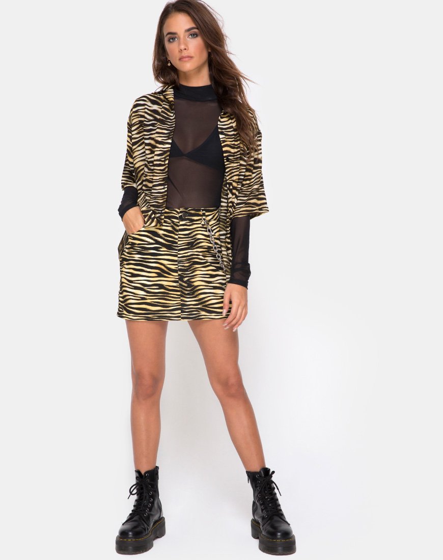 Image de la chemise hawaïenne en zips Zebra Brown