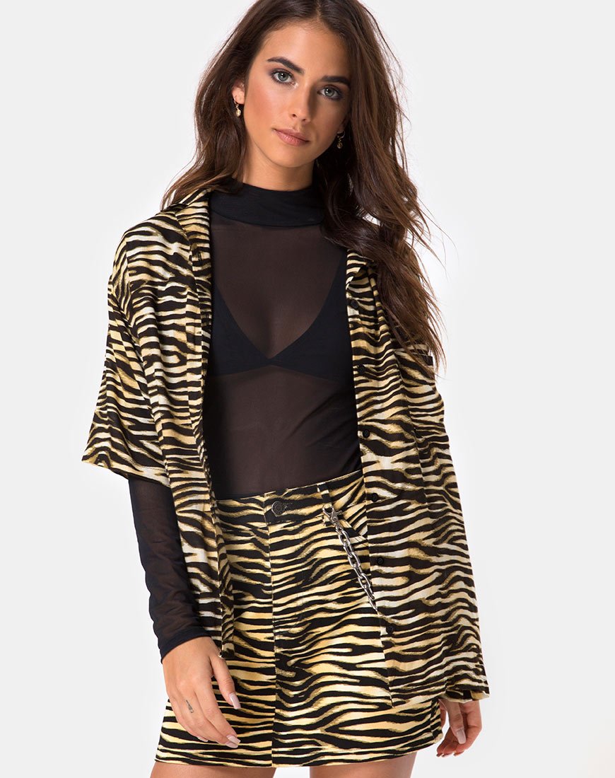 Chemise hawaïenne en zébra brun Zip's