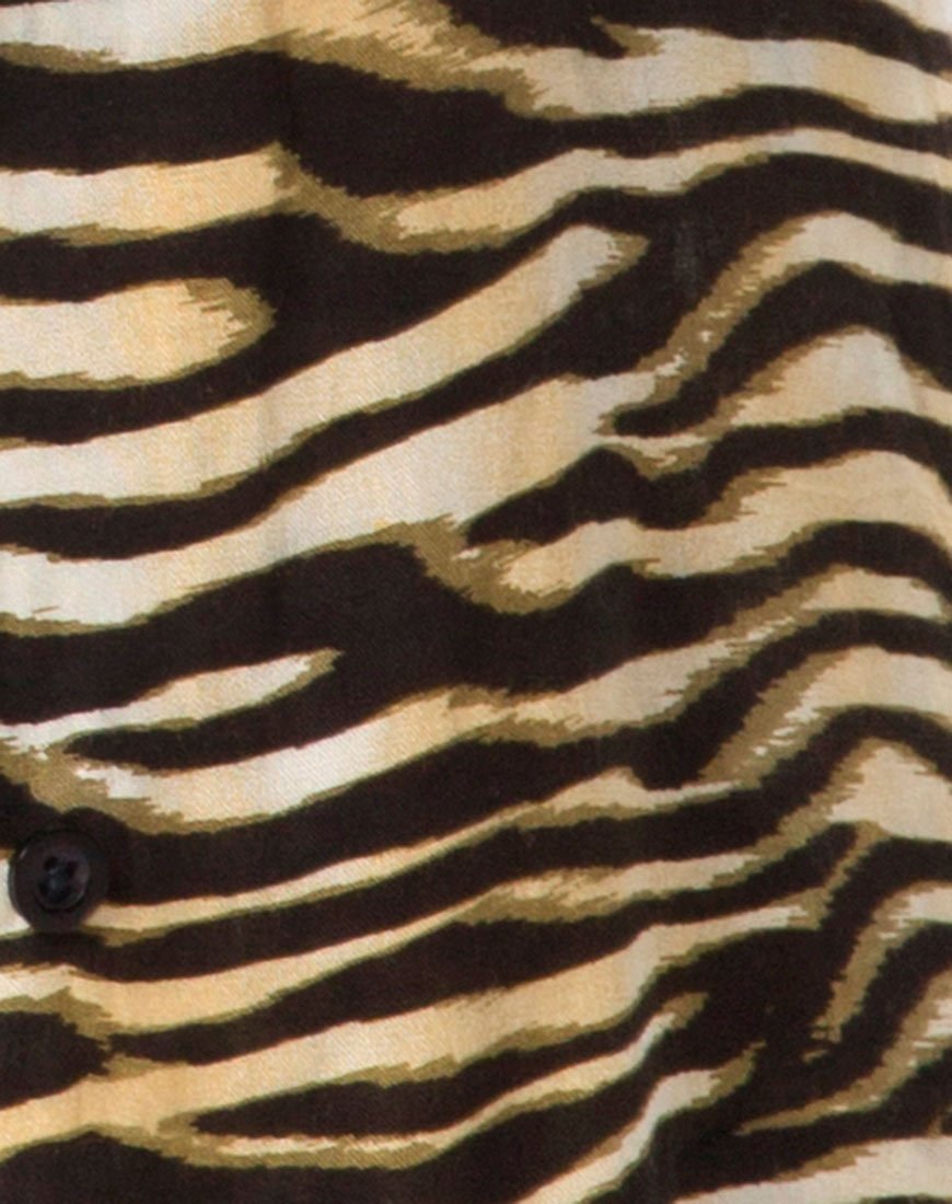 Image de la chemise hawaïenne en zips Zebra Brown