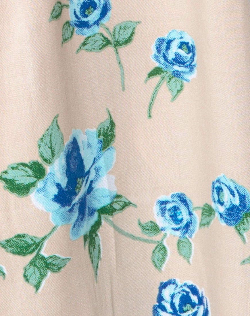 Image de la chemise hawaïenne en bleu fleur de rose