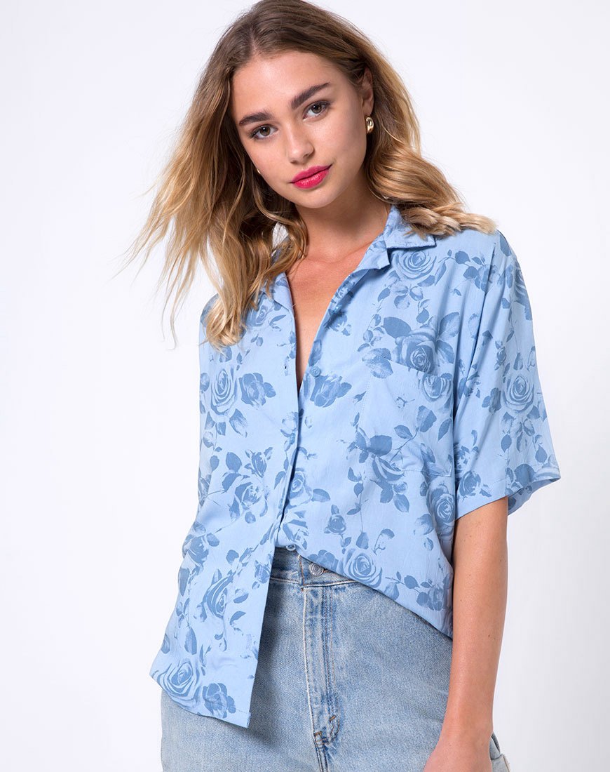 Chemise hawaïenne en rose ciel