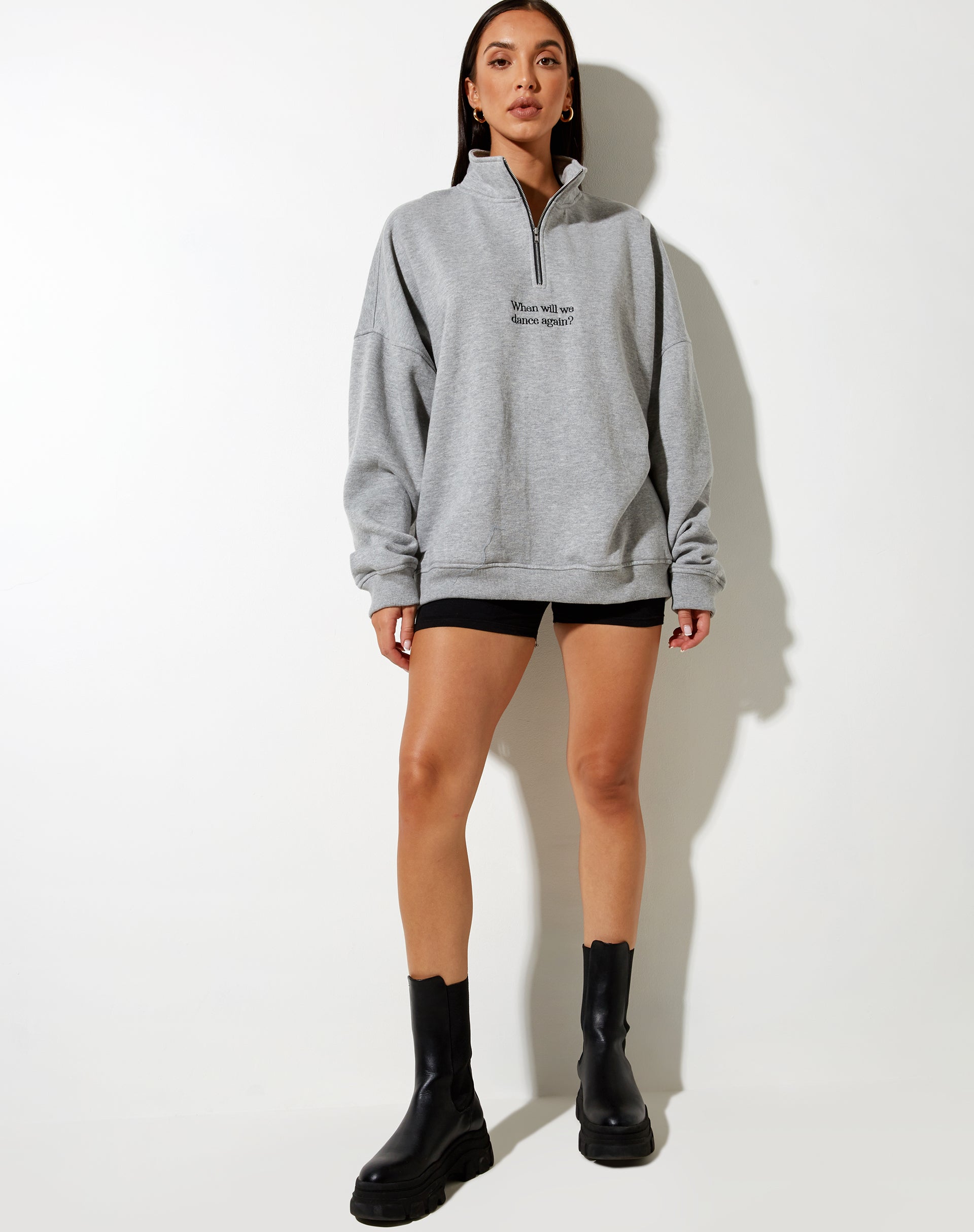Image de Hazy Sweatshirt in Grey Marl When Will We Dance Again