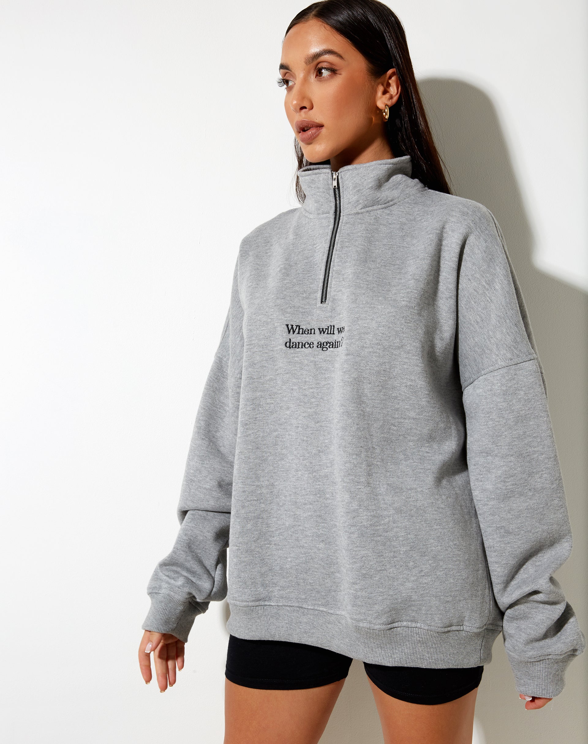 Image de Hazy Sweatshirt in Grey Marl When Will We Dance Again