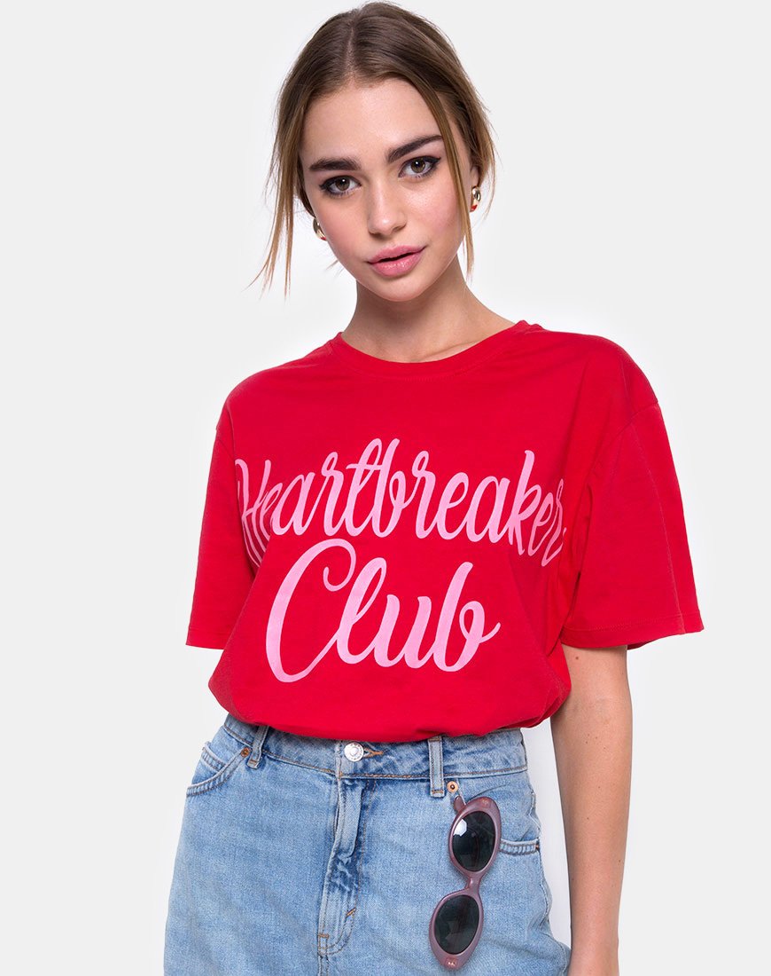 Image de Oversize Basic Tee in Heartbreaker Club Red