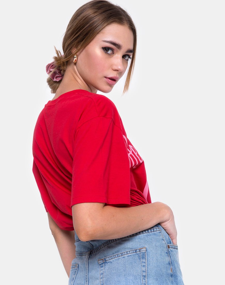 Image de Oversize Basic Tee in Heartbreaker Club Red
