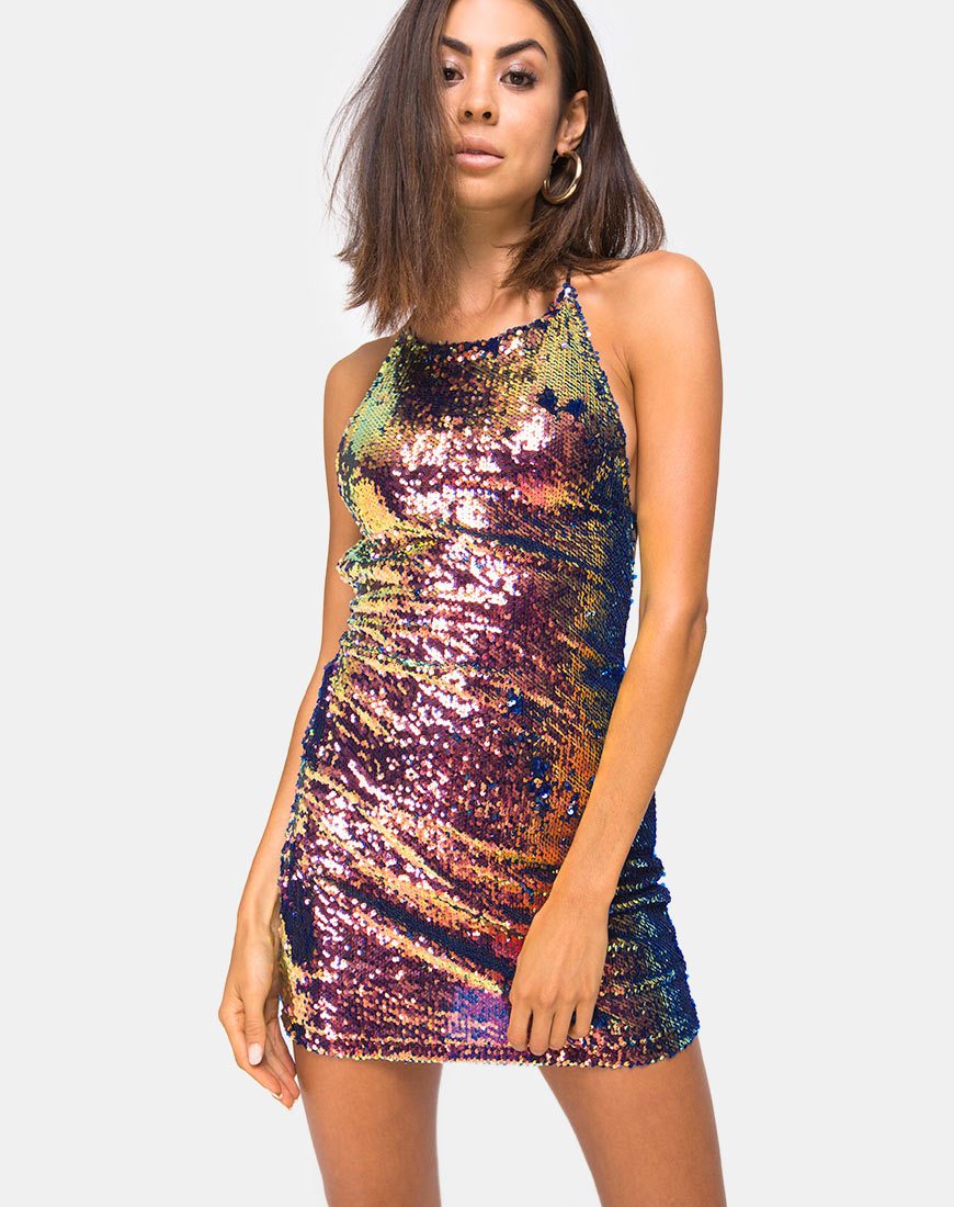 Robe Hedi en paillettes fruits du dragon