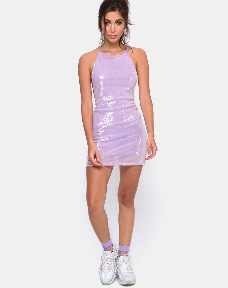 Image de Hedi Dress in Matte Mini Sequin Lilac