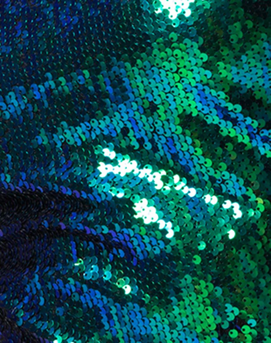 Image of Hedi Dress in Fishcale Sequin Green Iridescent