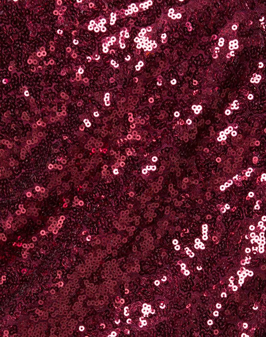 Image de la mini jupe Helena en mini paillettes Bourgogne