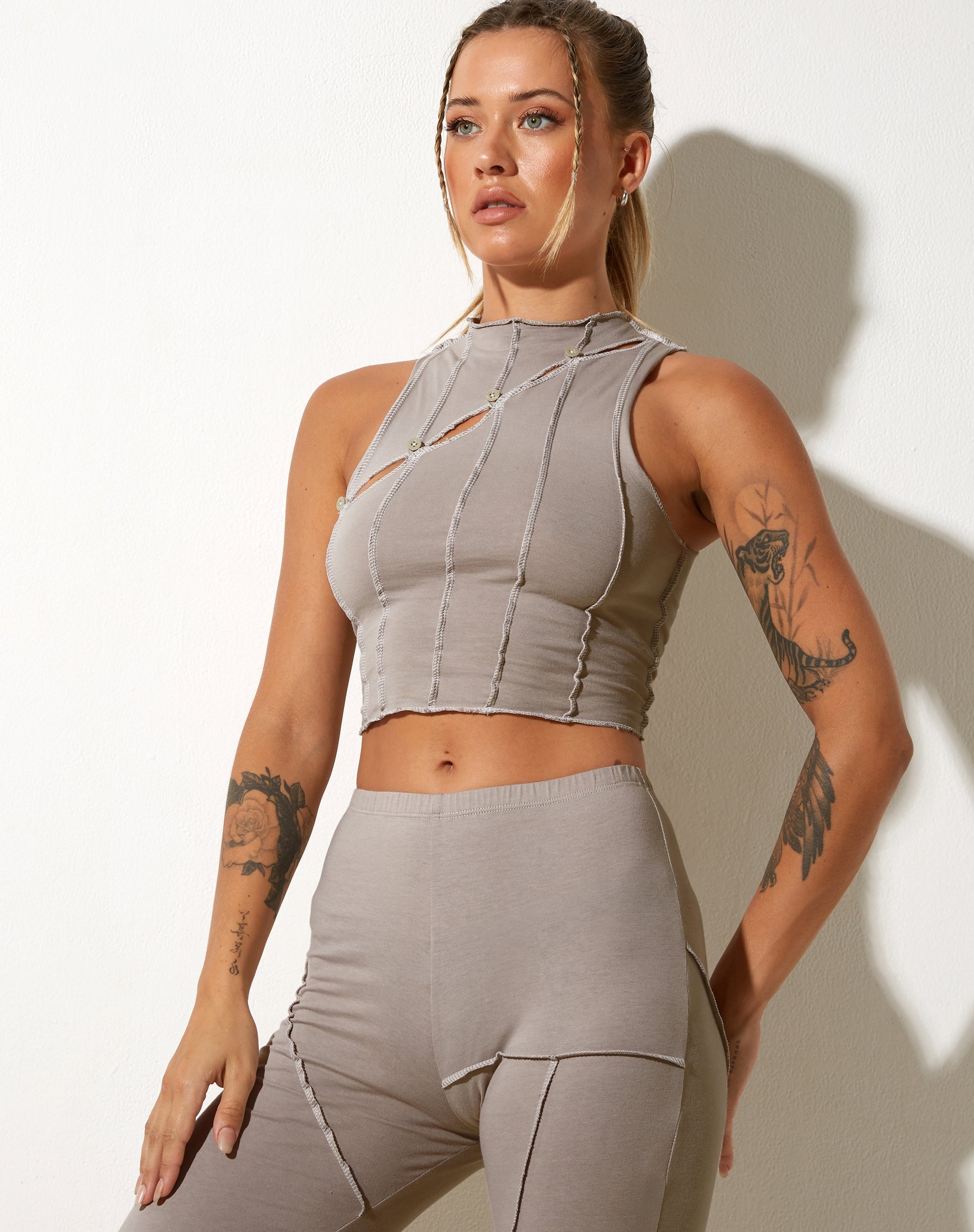 Image de Helvy Crop Top en Lycra Oat Milk
