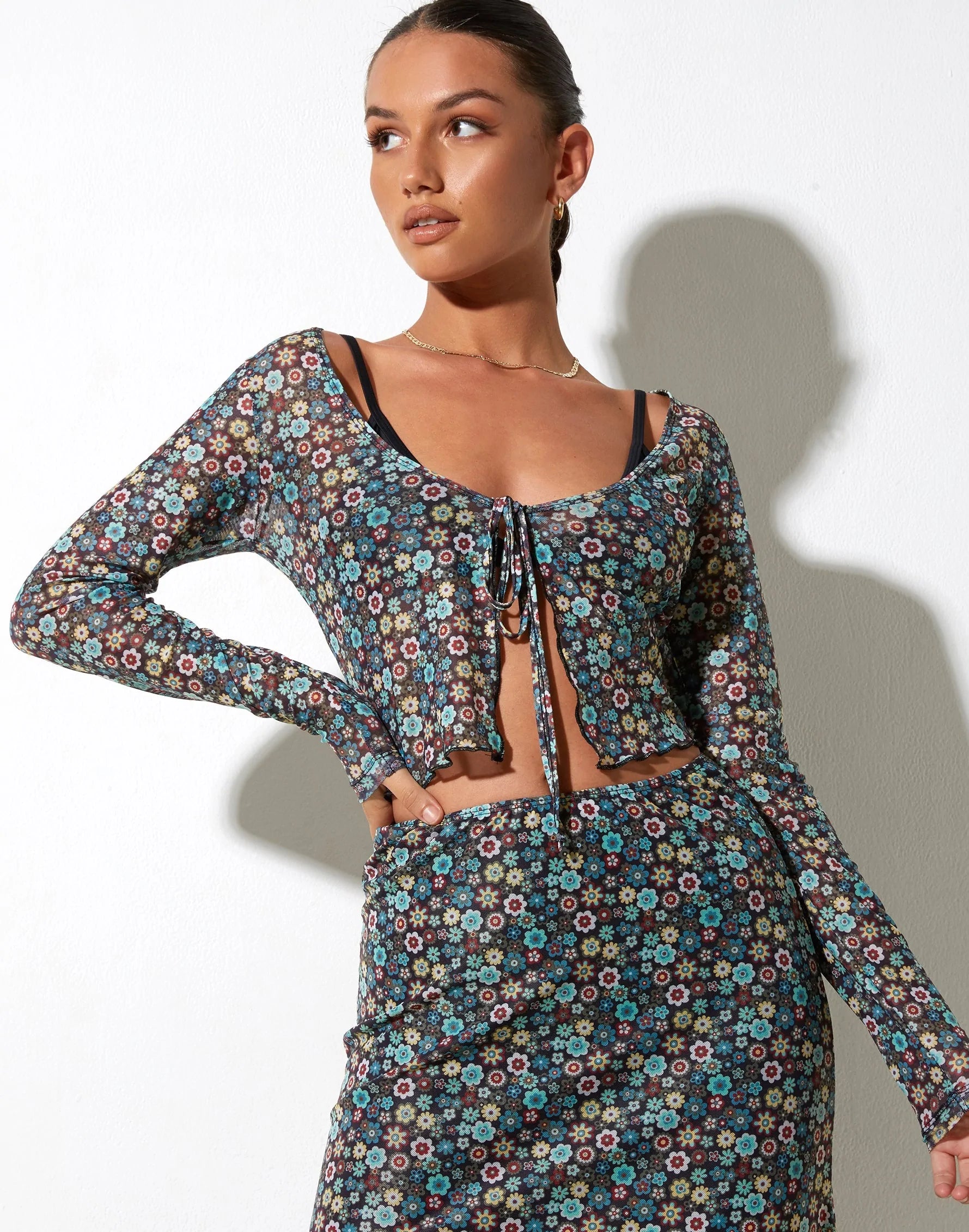 image de Henry Cropped Cardi in Folk Floral