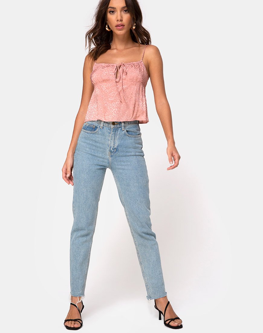 Image de Hera Crop Top in Satin Cheetah Dusty Pink