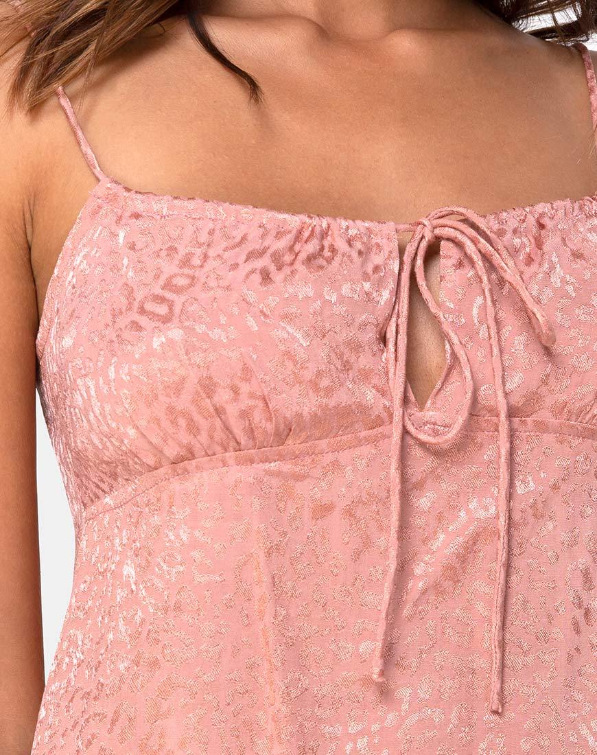Image de Hera Crop Top in Satin Cheetah Dusty Pink