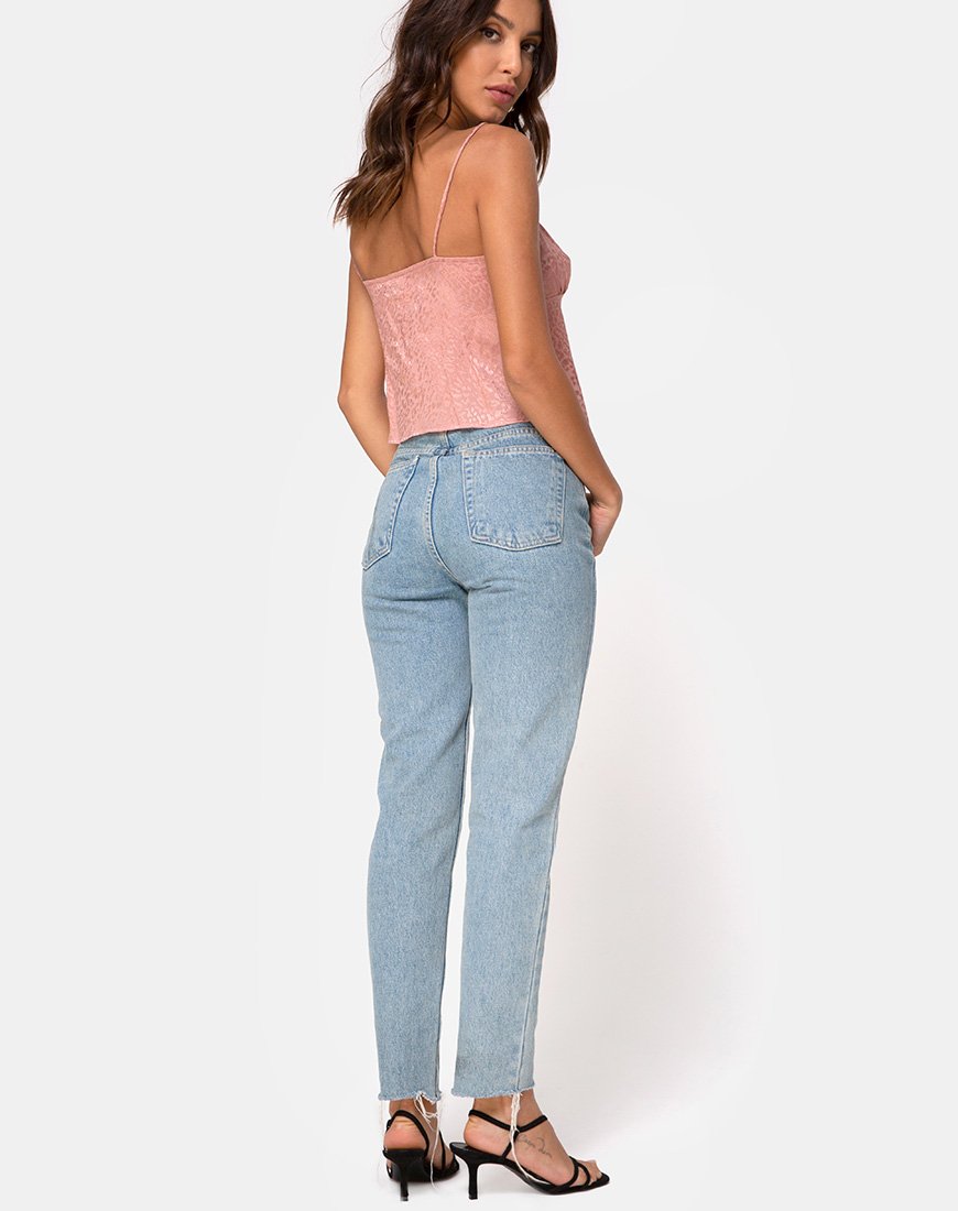 Image de Hera Crop Top in Satin Cheetah Dusty Pink