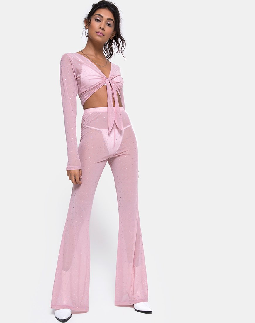 Image de Herlom Pantalon évasé en Crystal Net Rose