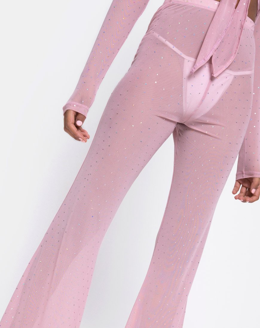 Image de Herlom Pantalon évasé en Crystal Net Rose