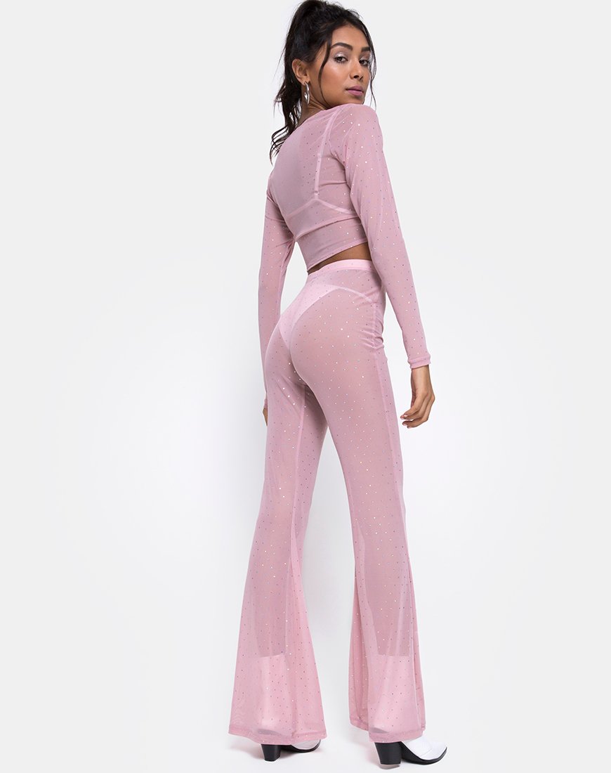 Image de Herlom Pantalon évasé en Crystal Net Rose