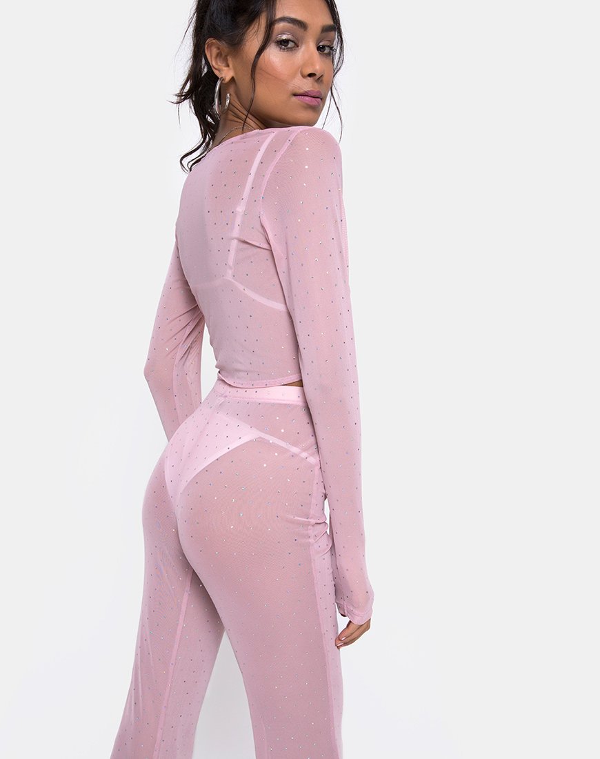 Image de Herlom Pantalon évasé en Crystal Net Rose