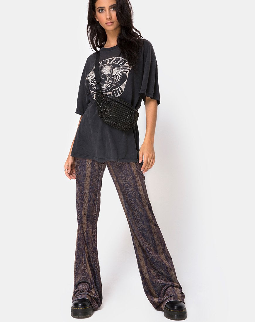 Image de Herlom pantalon évasé en velours brun serpent