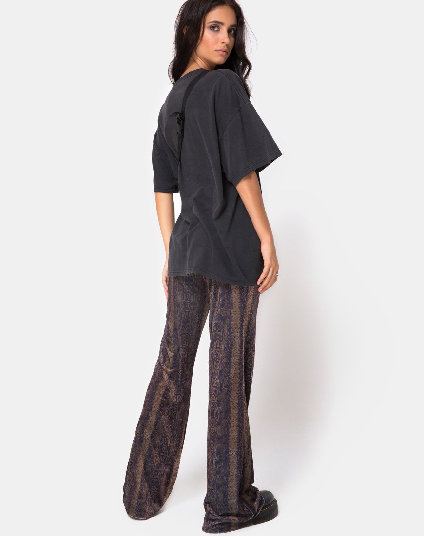 Image de Herlom pantalon évasé en velours brun serpent