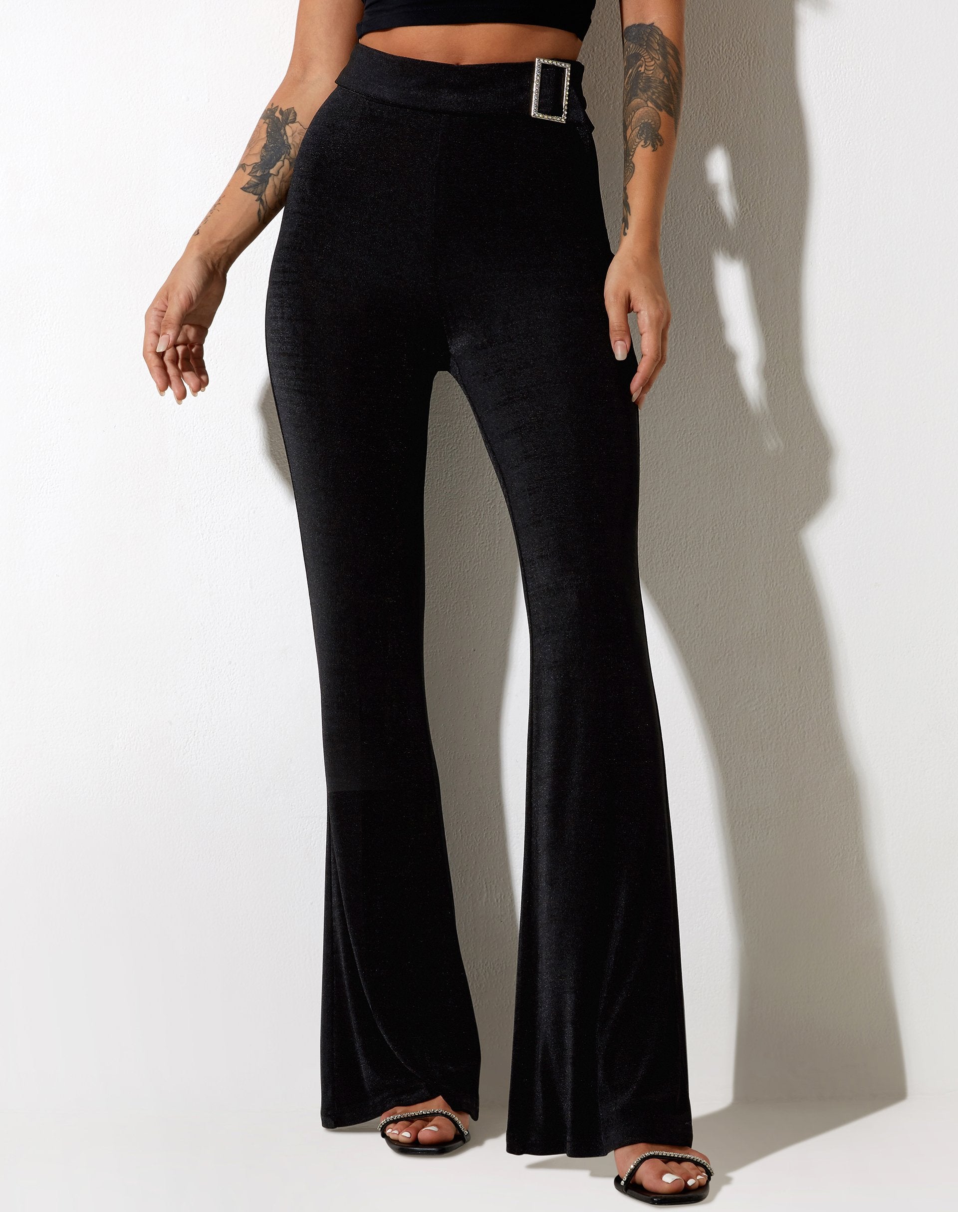 Image of Hermima Trouser in Crepe Black Hotfix Diamante