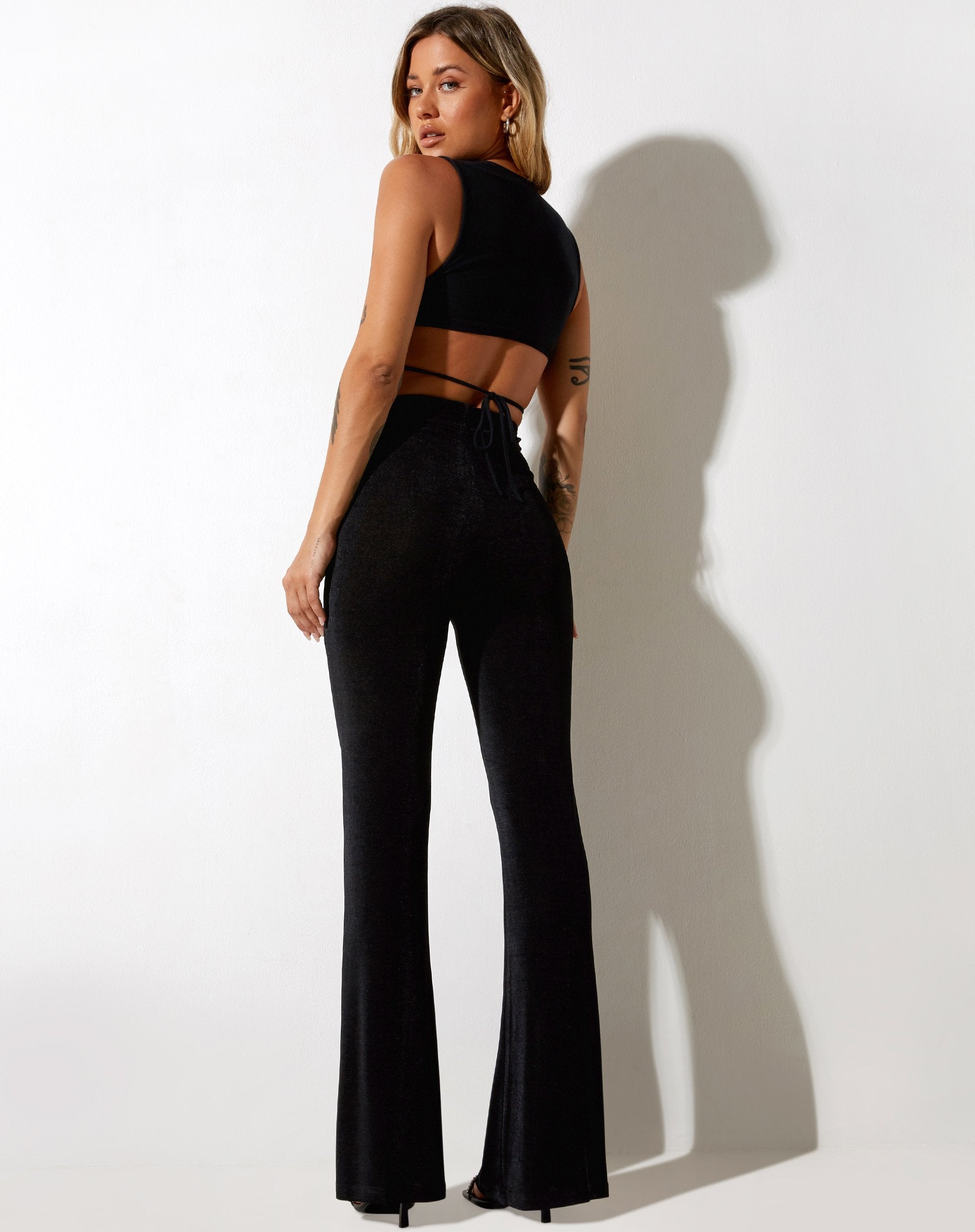 Image of Hermima Trouser in Crepe Black Hotfix Diamante