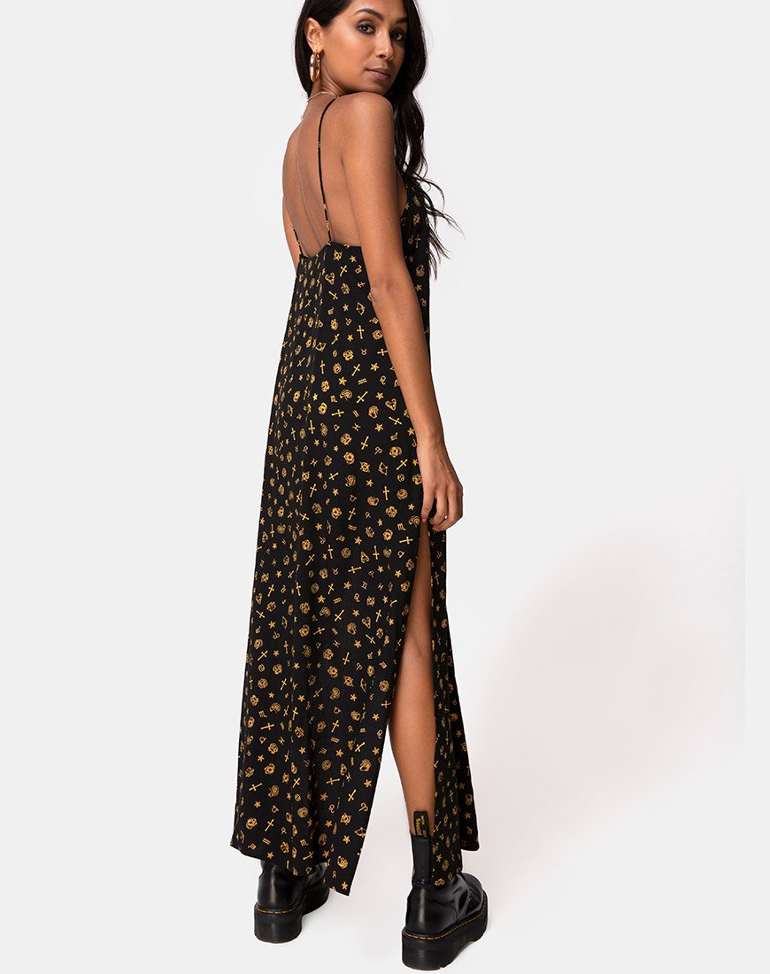 Robe longue Hermina en Mini Astro Black
