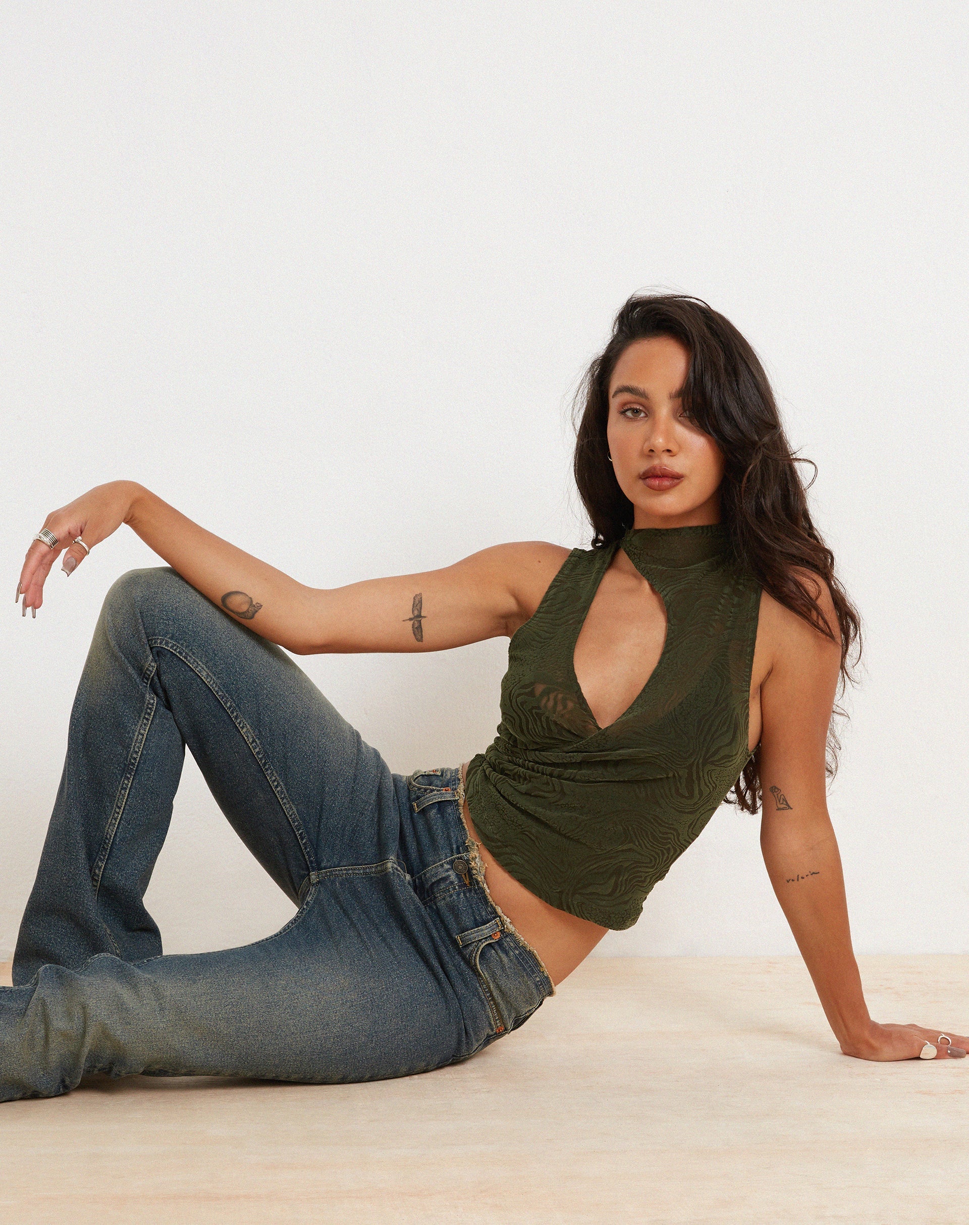 Image de Herti Top en Mixed Animal Flock Khaki