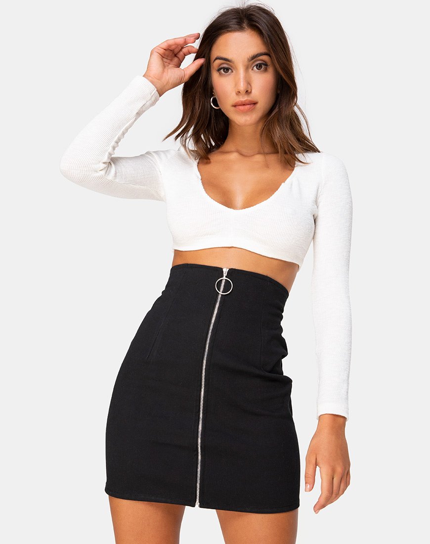 Jupe bodycon Heva en sergé noir